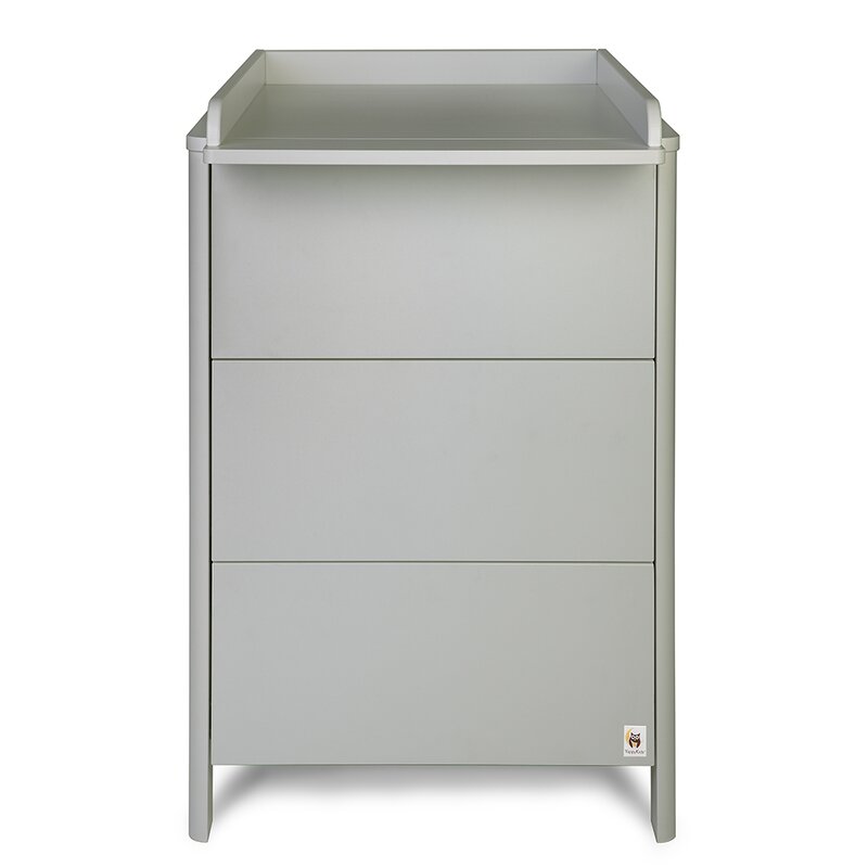 Comoda de infasat yappymini din lemn, cu trei sertare, cu blat de infasat detasabil, yappykids, 65x54x90 cm, gri
