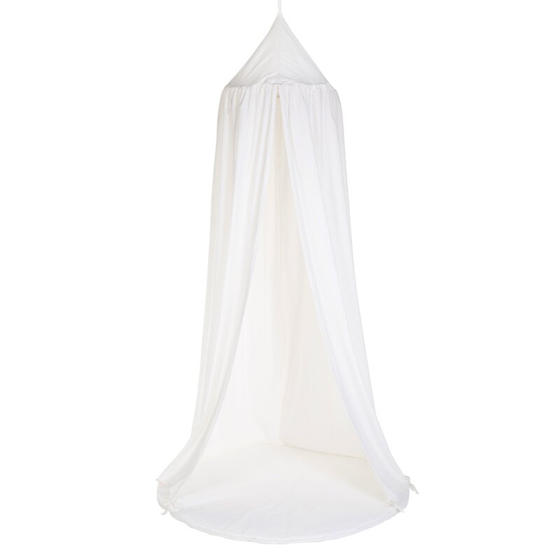 Childhome - cort cu baldachin + saltea de joaca 120x120x230 cm, jerse alb