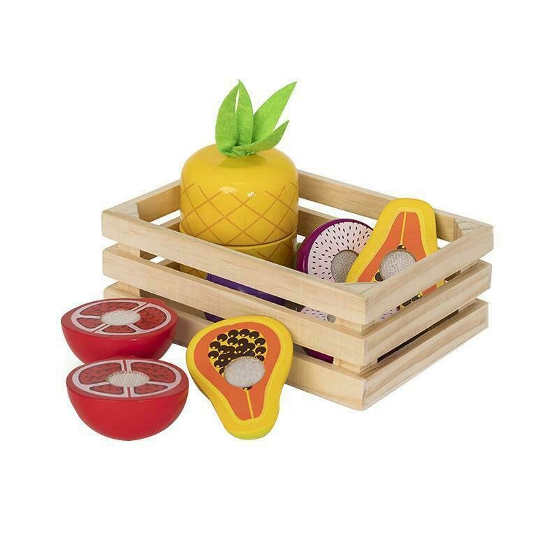Mamamemo - cos cu fructe exotice de jucarie, din lemn,