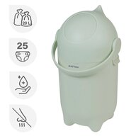 Cos pentru scutece, Nattou, Dropy, Sistem etans impotriva mirosurilor, Compatibil cu saci universali, Operare cu o mana, Potrivit pentru cca 25 scutece, 27 × 27 × 48.5 cm, 20 l, Verde