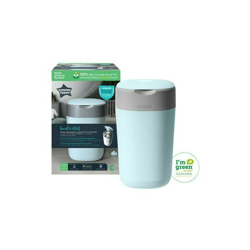 Tommee tippee - cos pentru scutece sangenic twist and click, albastru/gri