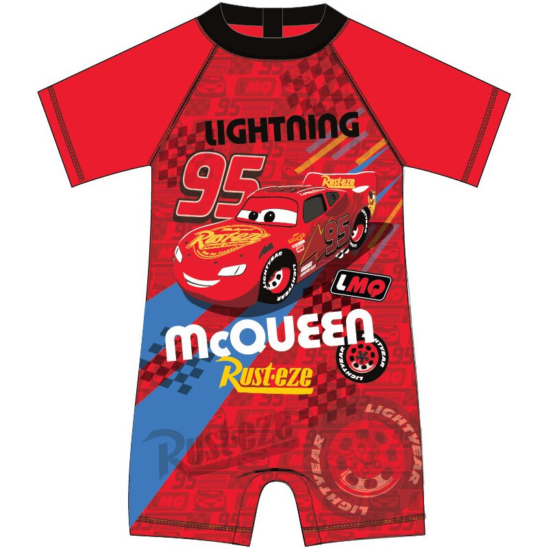 Eplusm - costum de baie uv cu maneci scurte si fermoar cars, 86/92, epmdisc5244a532