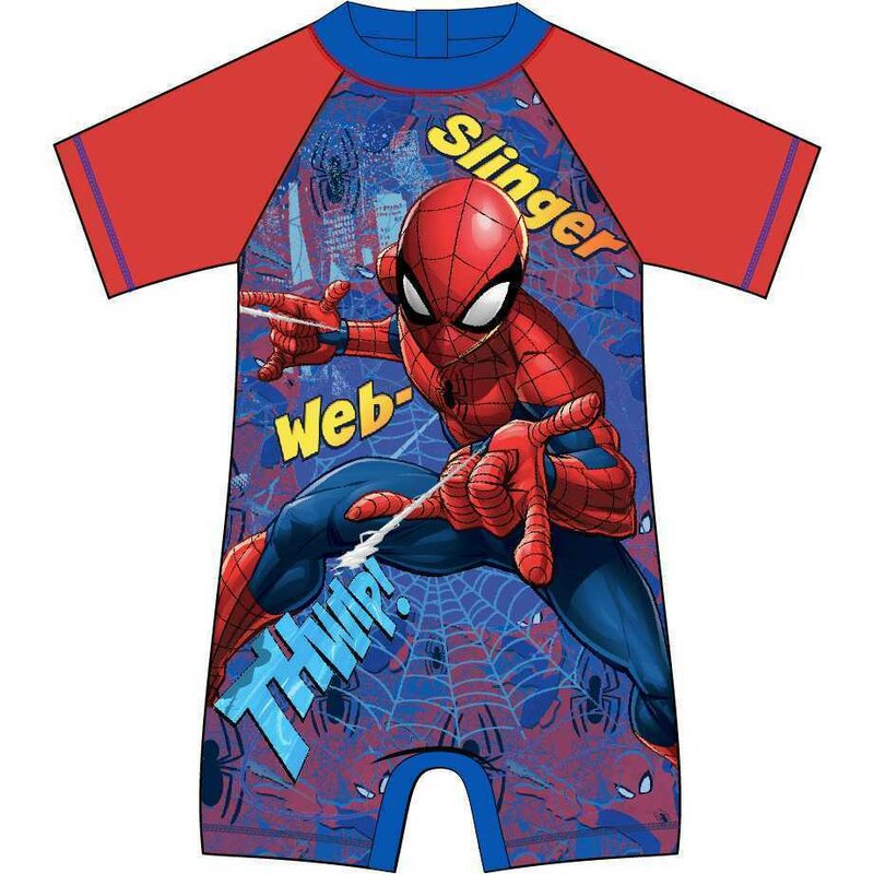 Eplusm - Costum de baie UV cu maneci scurte si fermoar Spiderman, Masura 86/92, EPMSPS52441437