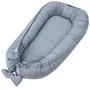 Cosulet bebelus, Feedo, Pentru dormit, joaca, protectie in patut, Baby Nest 90x60 cm, Din bumbac 100%, Design cu inimioare, Albastru - 1