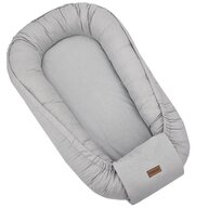 Cosulet bebelus, Feedo, Pentru dormit, joaca, protectie in patut, Baby Nest 90x60 cm, Din bumbac 100%, Design elegant, Gri
