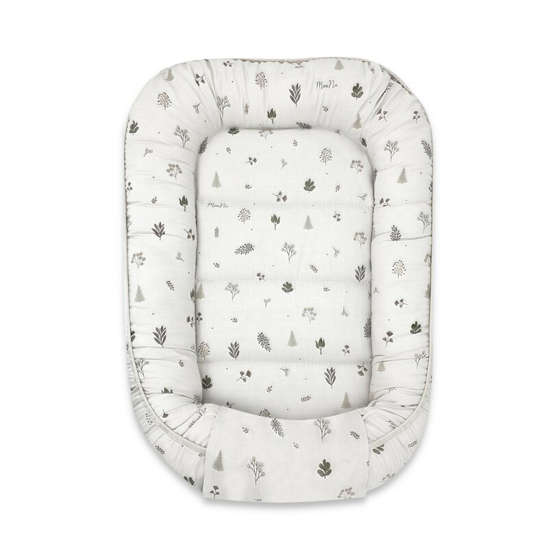Cosulet bebelus, MimiNu, Pentru dormit, Baby Cocoon 75x55 cm, Husa 100% bumbac, Din bumbac certificat Oeko Tex Standard 100, Leaves