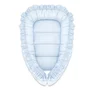 Cosulet bebelus, MimiNu, Pentru dormit, Baby Nest 55 x 75 cm, Cu Volanase, Husa 100% bumbac, Din bumbac certificat Oeko Tex Standard 100, Colectia Royal, Blue