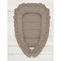 Cosulet bebelus, MimiNu, Pentru dormit, Baby Nest 55 x 75 cm, Cu Volanase, Husa 100% bumbac, Din bumbac certificat Oeko Tex Standard 100, Colectia Royal, Mocha - 2