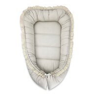 Cosulet bebelus, MimiNu, Premium, Pentru dormit, Baby Nest 55 x 75 cm, Cu Volanase si dantela, Husa 100% bumbac, Din bumbac certificat Oeko Tex Standard 100, Grey