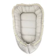 Cosulet bebelus, MimiNu, Premium, Pentru dormit, Baby Nest 55 x 75 cm, Cu Volanase si dantela, Husa 100% bumbac, Din bumbac certificat Oeko Tex Standard 100, Grey