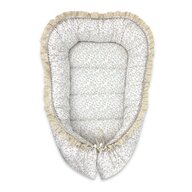 Cosulet bebelus, MimiNu, Premium, Pentru dormit, Baby Nest 55 x 75 cm, Cu Volanase si dantela, Husa 100% bumbac, Din bumbac certificat Oeko Tex Standard 100, Meadow