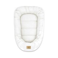 Cosulet bebelus, Qmini, Pentru dormit, Baby Nest 55 x 75 cm, Husa 100% muselina dubla, Material certificat Oeko Tex Standard 100, Cream