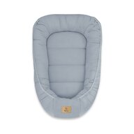 Cosulet bebelus, Qmini, Pentru dormit, Baby Nest 55 x 75 cm, Husa 100% muselina dubla, Material certificat Oeko Tex Standard 100, Jeans