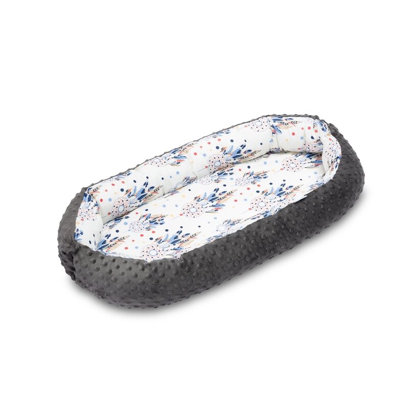 Sensillo - suport de dormit cosulet cuib minky , dream catcher, din bumbac, 70x30 cm, gri