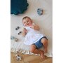 Babyly - Covor patrat de joaca termoizolant din spuma, pentru copii si bebelusi, pliabil, Catifea Bej cu volanas, 100x100cm - 9