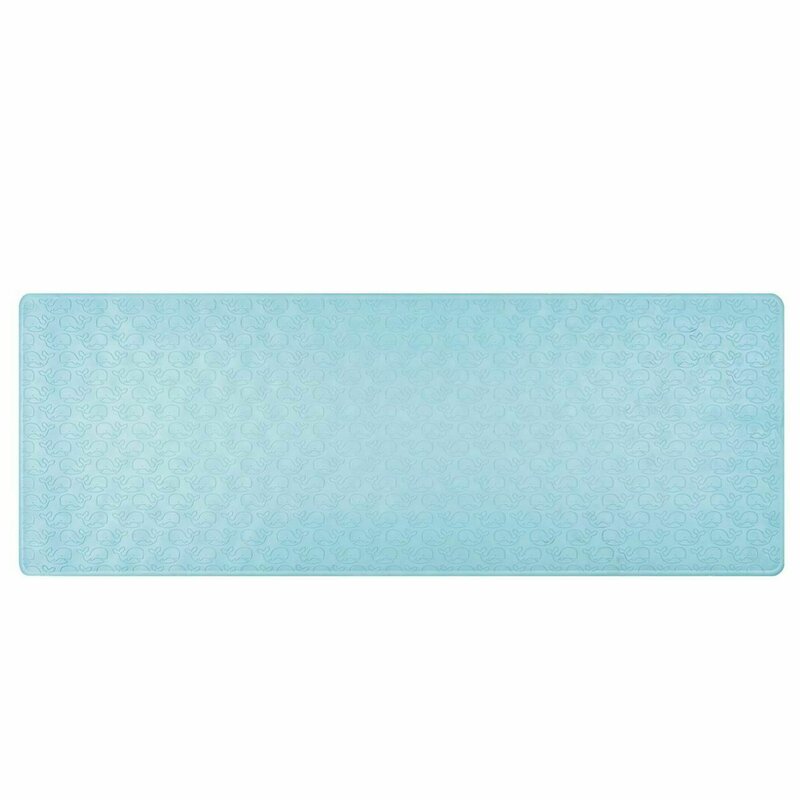 Reer - Covoras de baie antialunecare cu ventuze, din cauciuc natural, antibacterian, dreptunghiular, 97 x 36 cm, albastru, MyHappyBath Mat XL, 76033