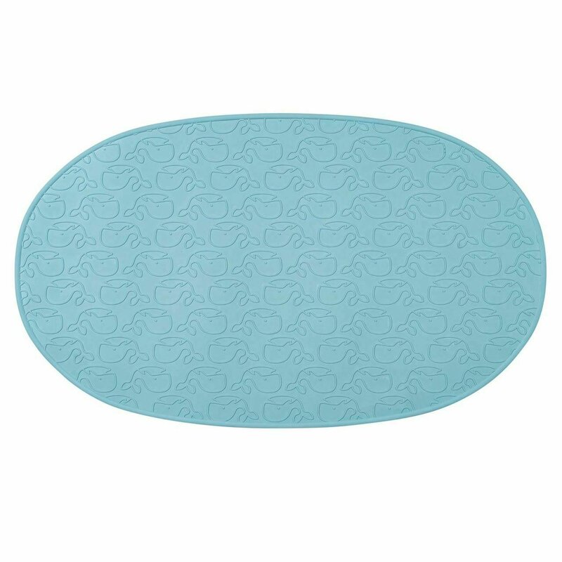 Reer - covoras de baie antialunecare cu ventuze, din cauciuc natural, antibacterian, oval, 42 x 25 cm, albastru, myhappybath mat, 76023