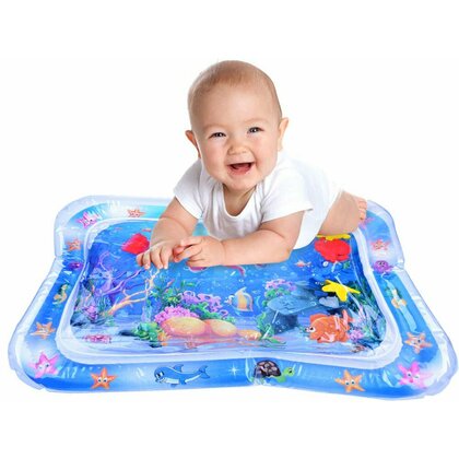 Covoras de baie, Jokomisiada, Gonflabil, Se poate umple cu apa, Ideal pentru exercitii si pentru excursii, Culori vii si elemente in miscare, 66x50 cm, 0 luni+, Blue