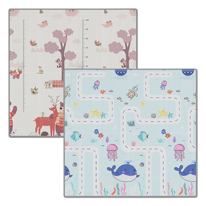 Covoras de joaca, Bebe Stars, Pliabil, Impermeabil, 150 x 150 cm, BPA Free, Conform cu standardul european de securitate EN71, Multicolor