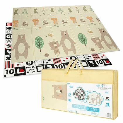 Covoras de joaca, Bocioland, Little Bear, Pliabil, Protectie impotriva loviturilor, Dimensiune mare, 200 x 150 cm, Cu Imprimeu pe ambele parti, Potrivit pentru utlizare atat in interior, cat si in exterior