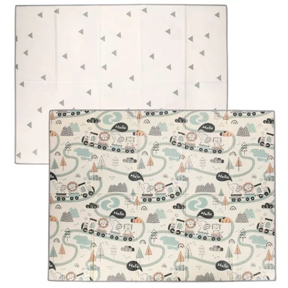 Covoras de joaca, FreeON, Magic Road, Cu doua fete, Pliabil, Protectie impotriva loviturilor, 200x150 cm, 0 luni+, Multicolor