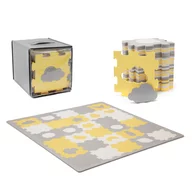 Set 30 piese puzzle, Kinderkraft, Lunop Shapes, Pentru covoras educational sau alte forme, Spuma, 31,5 x 31,5 cm/bucata, Dimensiune maxima covoras 185 x 185 cm, Yellow