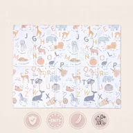 Covoras de joaca, Primabobo, Cu doua fete, Pliabil, Protectie impotriva loviturilor, 120x180 cm, 0 luni+, Animalute, Albastru