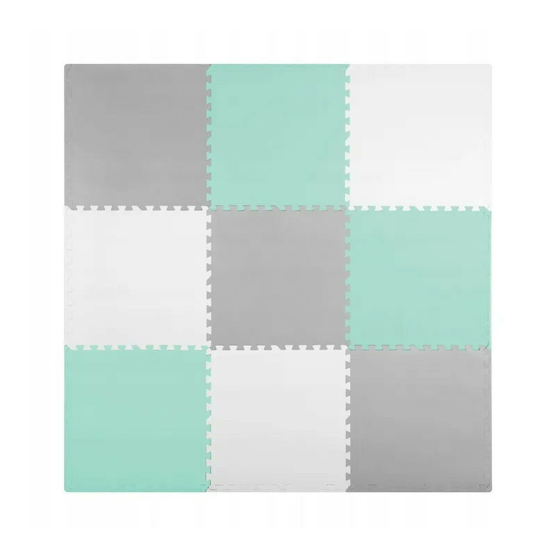 Covoras puzzle din spuma pentru copii, 180x180cm, 9 piese, ricokids, 7504, gri menta