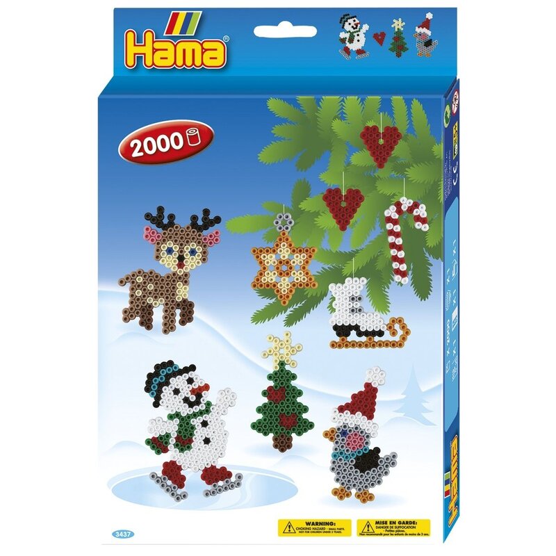 Hama - Set margele de calcat Craciuni 2000 buc, In cutie cu agatator Midi