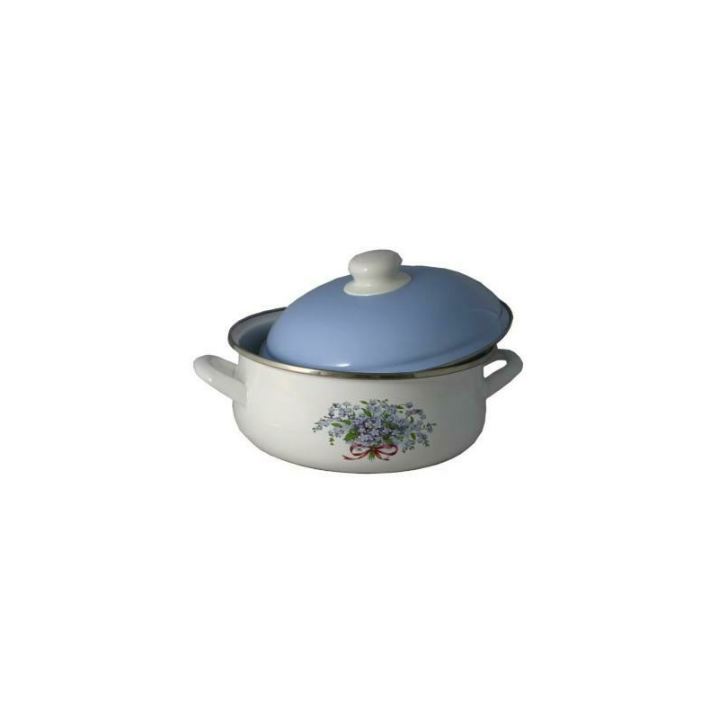 Cratita emailata, 4.5 litri, capac de 24 cm inclus, liliac multicolor