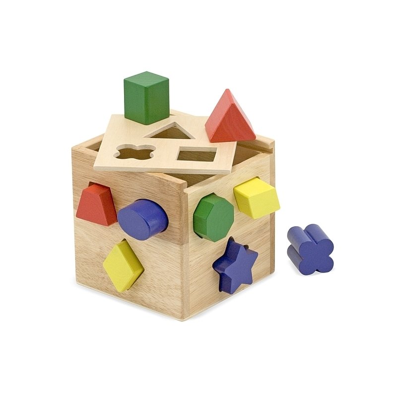 Melissa & doug - cub din lemn cu forme de sortat melissa and doug