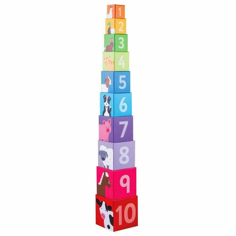 Bigjigs - cuburi de stivuit ferma