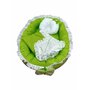Deseda - Cuib baby nest bebelusi cu volanase  paturica si pernuta Verde cu buline albe LUX