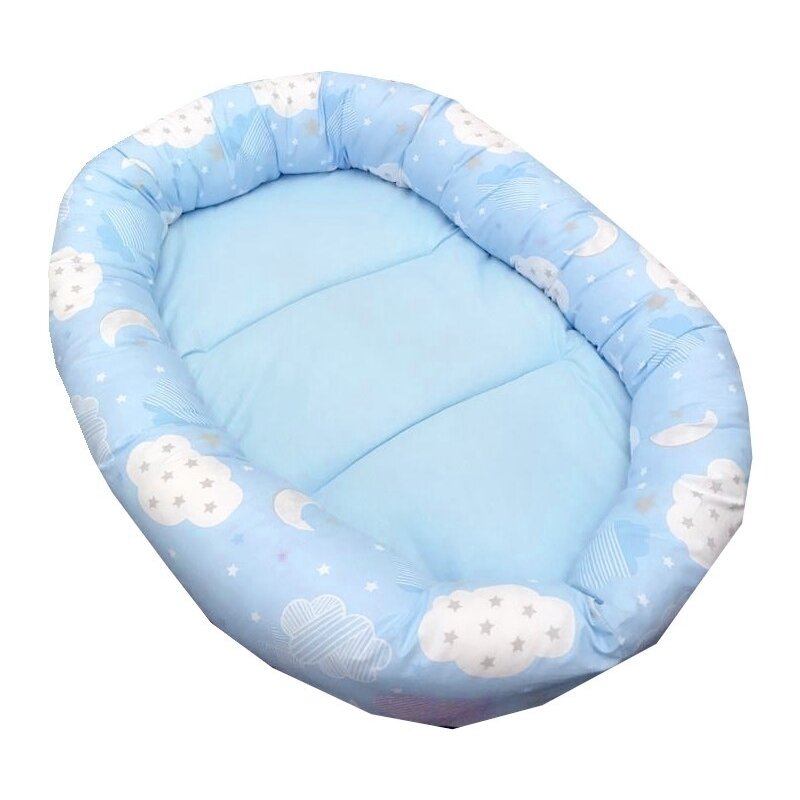 Deseda - cuib baby nest bebelusi forma ovala albastru cu norisori si luna