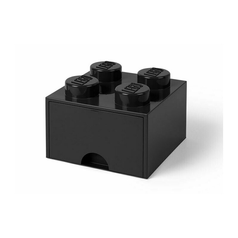 Cutie depozitare 2x2 cu sertar, negru