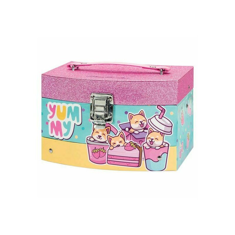 Cutie etajata cu accesorii pentru machiaj si unghii, yummy beauty case, fetite, martinelia