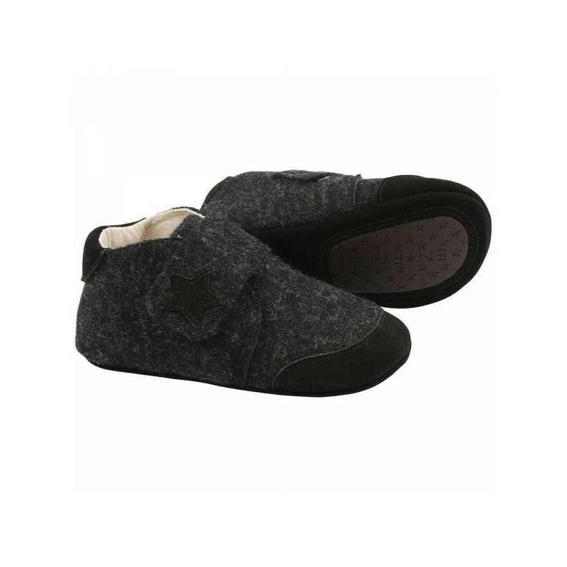 Dark grey 34 - papuci din lana cu scai si talpa antiderapanta - en fant