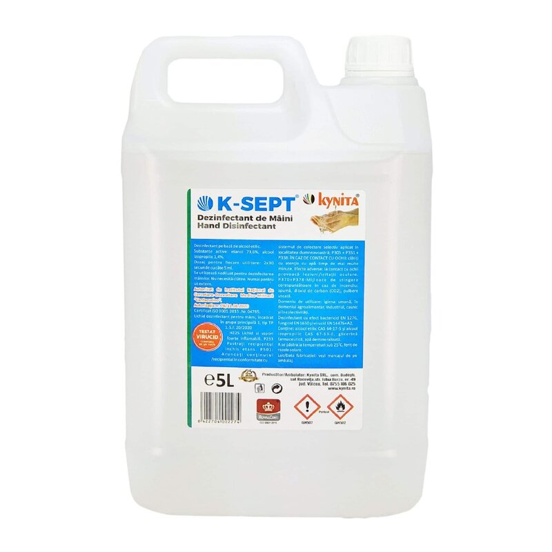 K-sept - Dezinfectant virucid de maini bidon PET 5 litri, 75% alcool, avizat virucid, bactericid si fungicid