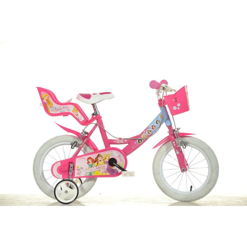 Dino Bikes - Bicicleta cu pedale , Disney Princess, 14 , Cu roti ajutatoare, Multicolor