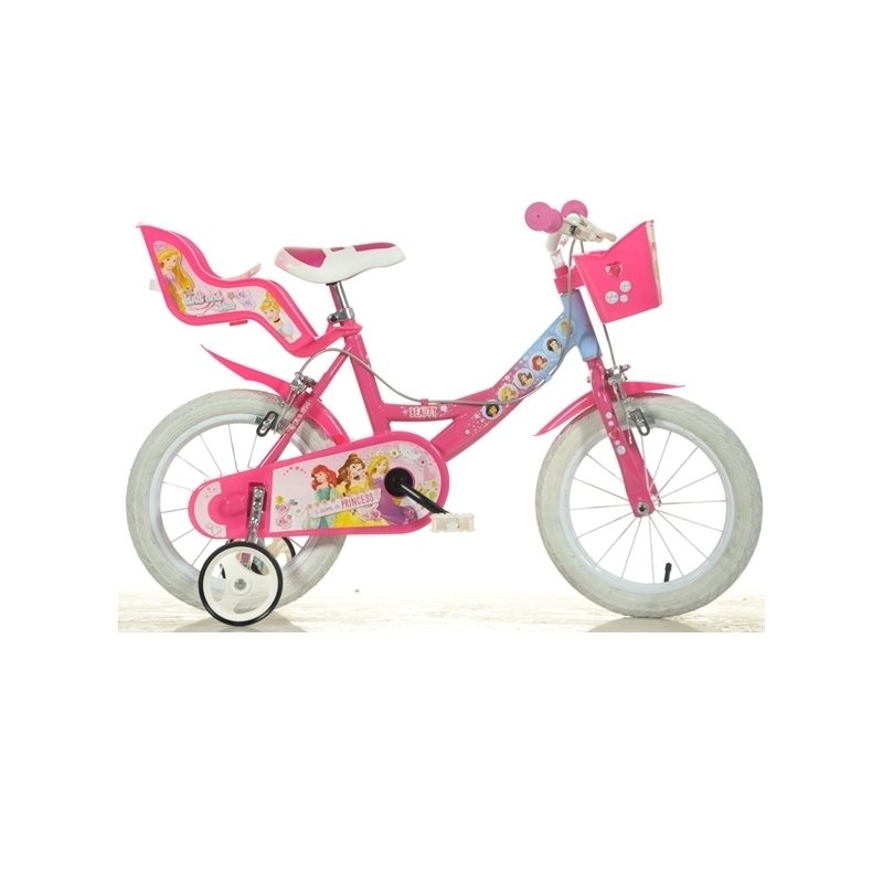 Dino Bikes - Bicicleta cu pedale , Disney Princess, 16 , Cu roti ajutatoare, Roz