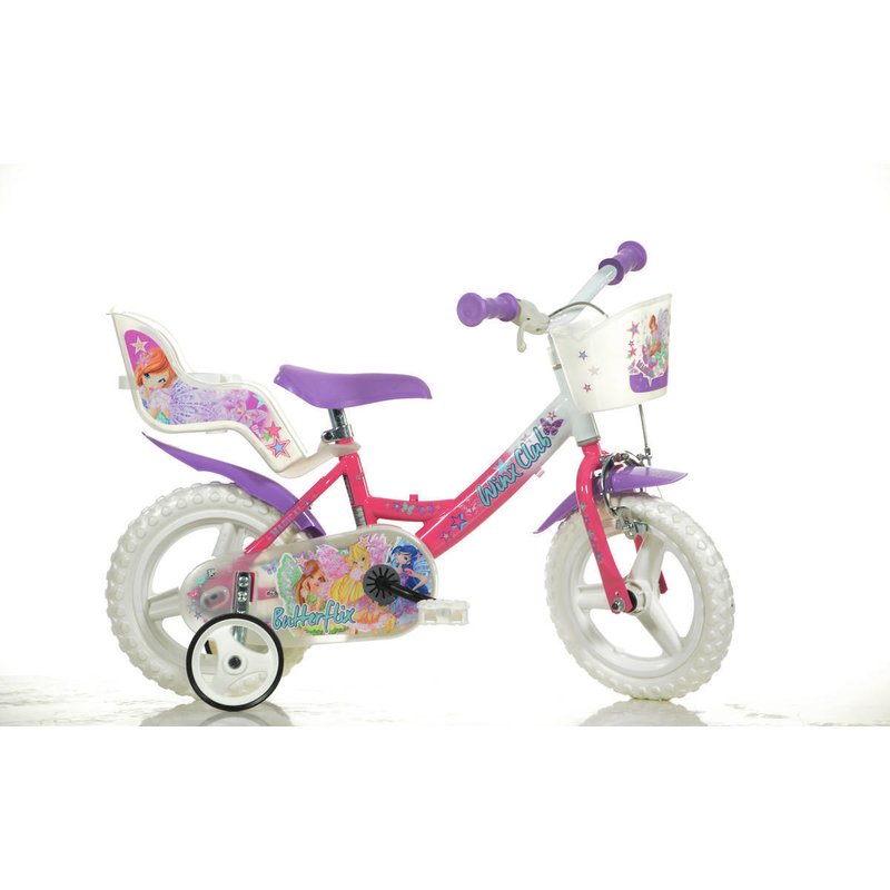 Dino Bikes - Bicicleta cu pedale , Winx Club, 12 , Cu roti ajutatoare, Multicolor