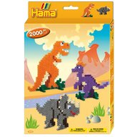 Hama - Set margele de calcat Dinozauri 2000 buc, In cutie cu agatator Midi