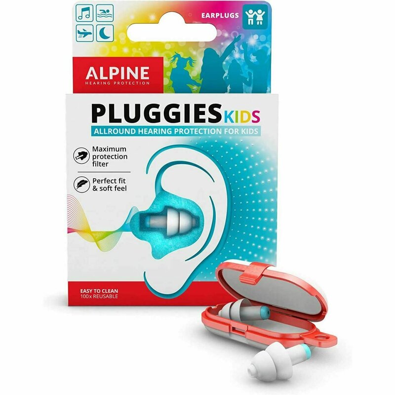 Alpine - dopuri de urechi antifonice reutilizabile pentru copii 3-12 ani, transparente, protectie zgomote snr 25, previn patrunderea apei in ureche, pluggies kids alp23541