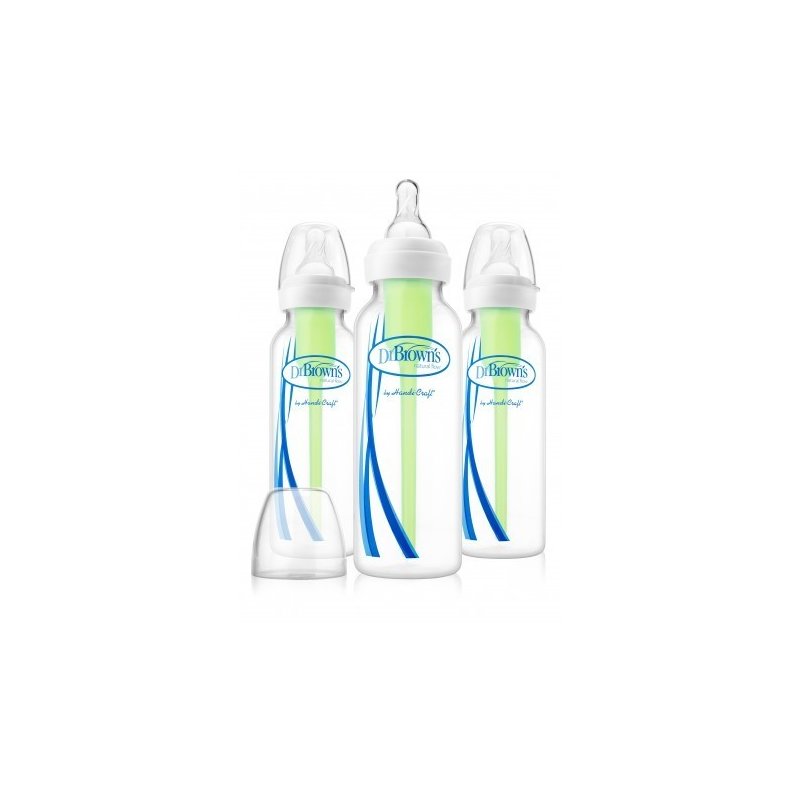 Dr. brown's - pachet biberoane cu gat ingust, polipropilena, 250 ml. options (3 pack)