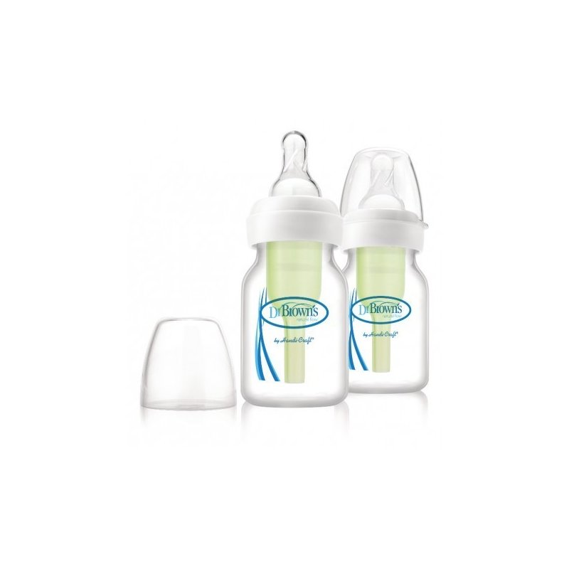 Dr. brown's - pachet biberoane cu gat ingust, polipropilena, 60 ml. options pentru prematuri, (2 pack), bpa free