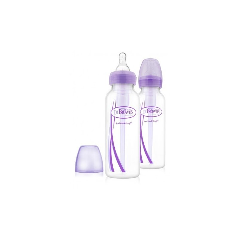 Dr. brown's - pachet biberoane cu gat ingust, polipropilena, 250 ml. options (2 pack), bpa free violet