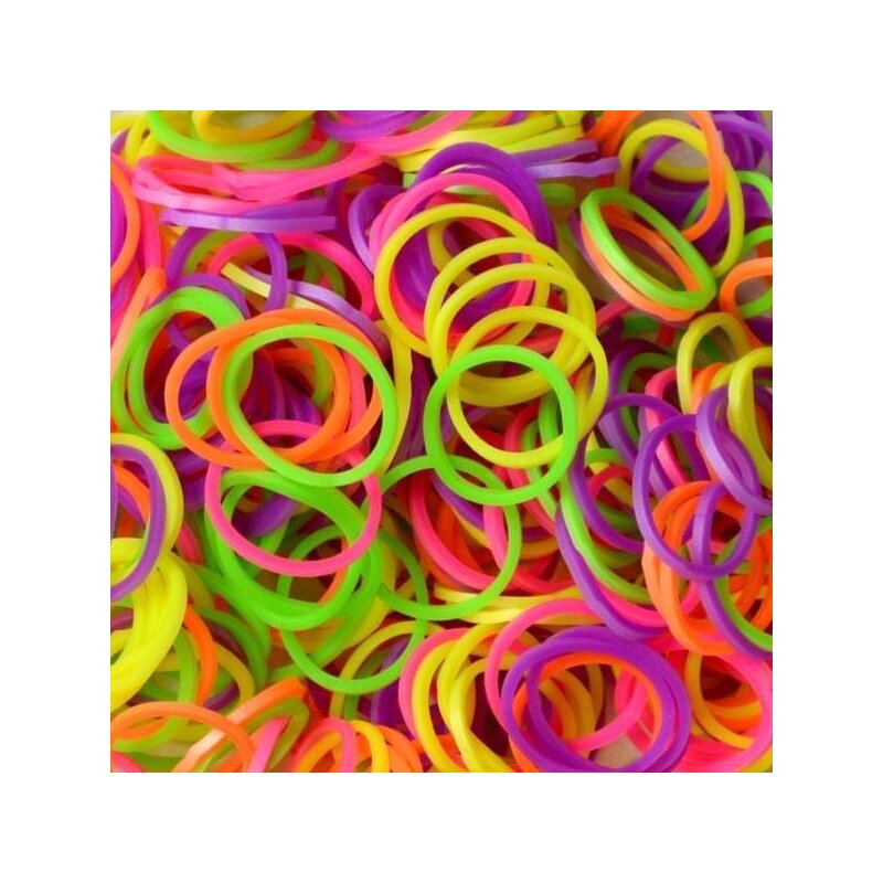 Rainbow loom - elastice neon 300 buc, mix