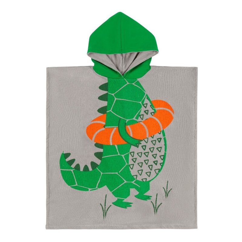 ZOOCCHINI - Poncho Crocodil Cu gluga, 2-6 ani din Bumbac, 64x58 cm, Verde