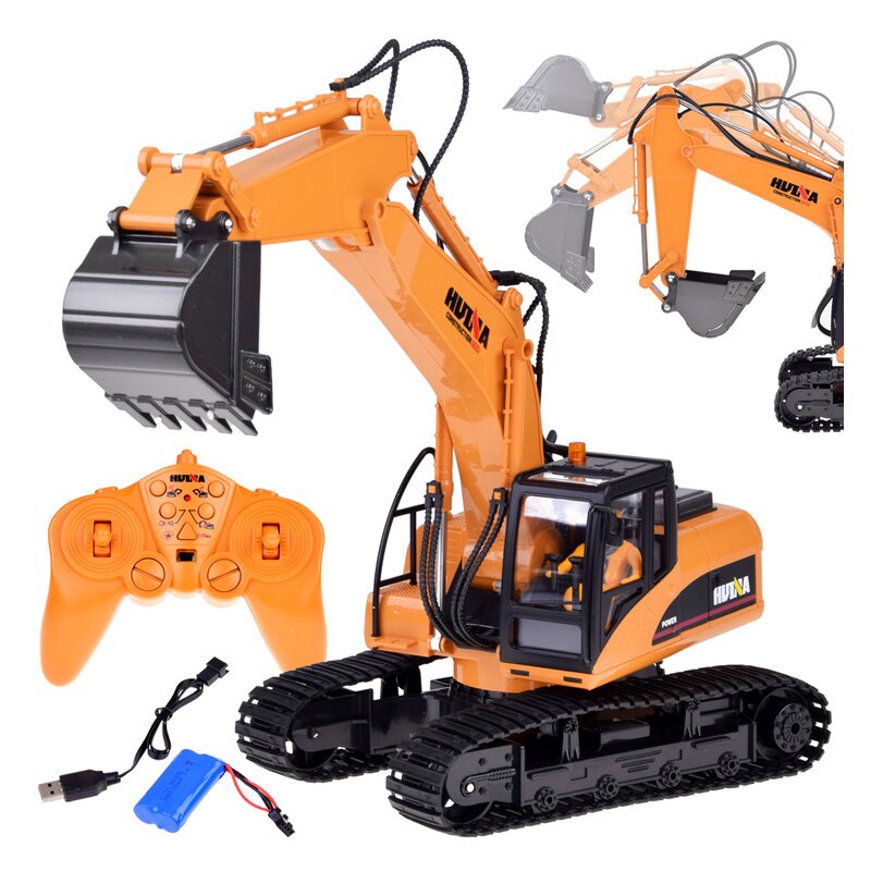 Excavator, Jokomisiada, Cu telecomanda, Cu sine moi din plastic, Cu sunete si lumini, Include cablu USB, baterie, Dezvolta abilitatile motorii si senzoriale, 3 ani+, Orange