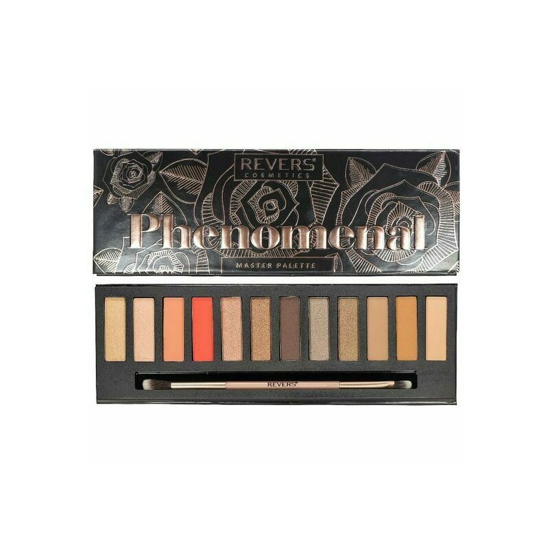 Fard de pleoape 12 culori, phenomenal black, nr. 01, revers